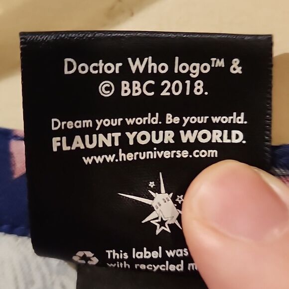 BBC DOCTOR WHO SIZE 00 Navy Blue Printed Women's Top PERFECT CONDITION - Picture 6 of 6